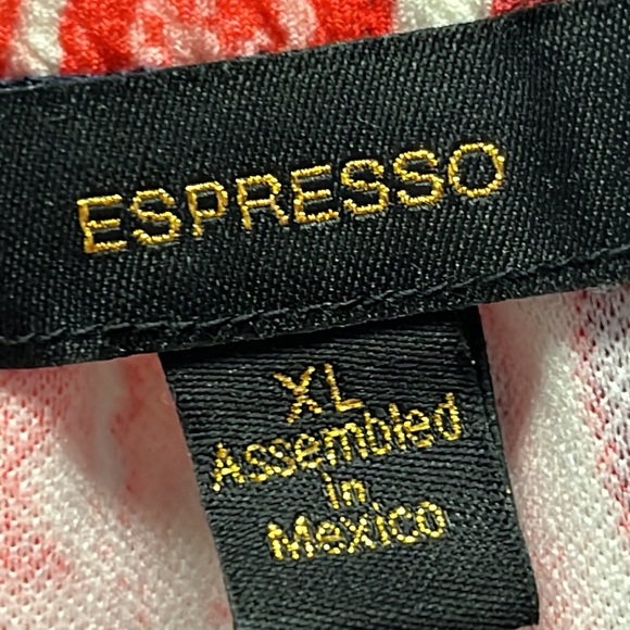 Espresso navy with pink floral bell sleeve pull over XL elastic neckline dress - Picture 4 of 11